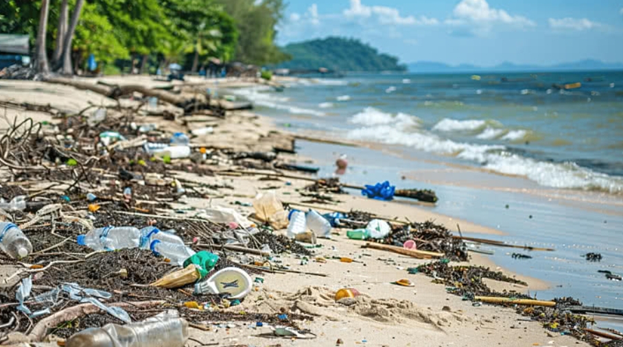 Sampah Berserakan di Bibir Pantai, DLH Bandarlampung Ajak Masyarakat Ikut Peduli dengan Lingkungan