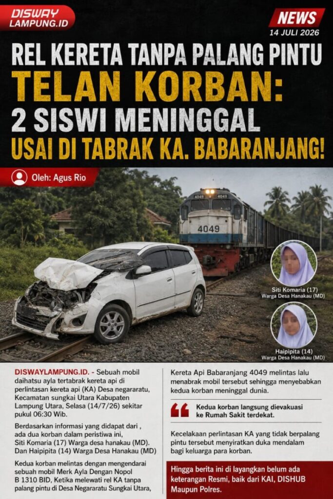 Rel Kereta Tanpa Palang Pintu Telan Korban: 2 Siswi Meninggal Usai Di Tabrak KA. Babaranjang!